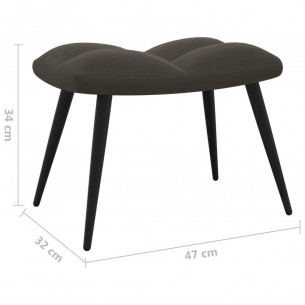Chaise de relaxation avec repose-pied Gris foncé Velours