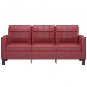 Canapé à 3 places Rouge bordeaux 180 cm Similicuir