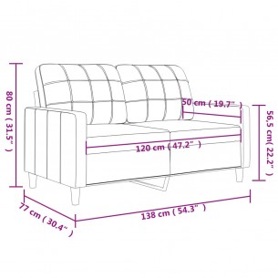 Canapé à 2 places Jaune clair 120 cm Tissu