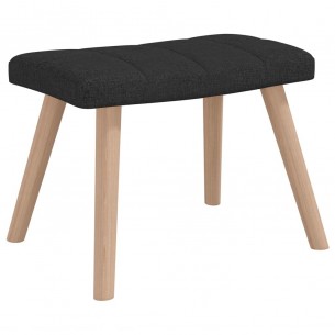 Chaise à bascule avec tabouret Noir Tissu