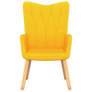 Chaise de relaxation avec tabouret Jaune moutarde Tissu