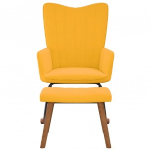 Chaise à bascule avec repose-pied Jaune moutarde Velours