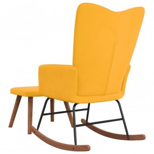 Chaise à bascule avec repose-pied Jaune moutarde Velours