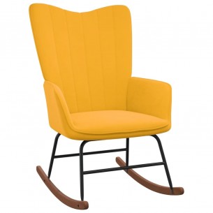 Chaise à bascule avec repose-pied Jaune moutarde Velours