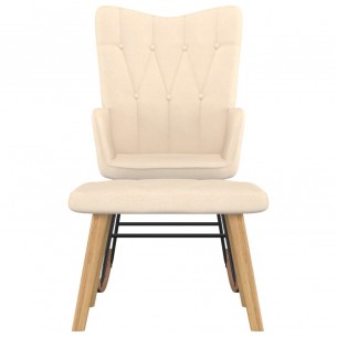 Chaise à bascule avec repose-pied Crème Tissu