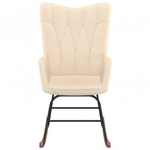 Chaise à bascule avec repose-pied Crème Tissu