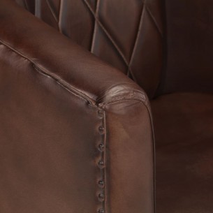 Fauteuil cabriolet marron clair cuir véritable