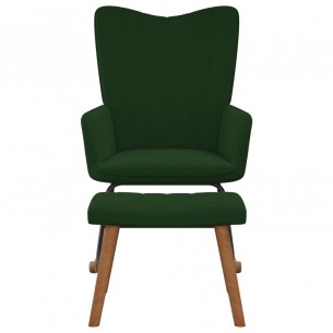 Chaise à bascule avec repose-pied Vert foncé Velours