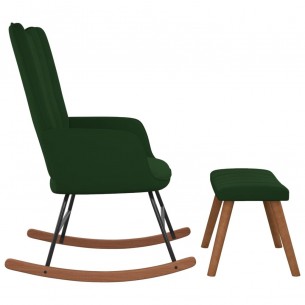 Chaise à bascule avec repose-pied Vert foncé Velours