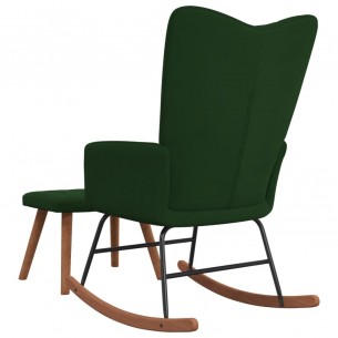 Chaise à bascule avec repose-pied Vert foncé Velours