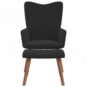 Chaise de relaxation avec repose-pied Noir Velours