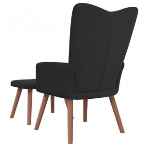 Chaise de relaxation avec repose-pied Noir Velours