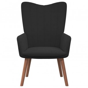 Chaise de relaxation avec repose-pied Noir Velours