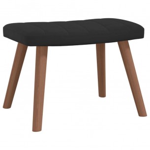 Chaise de relaxation avec repose-pied Noir Velours