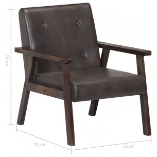 Fauteuil Gris Cuir véritable