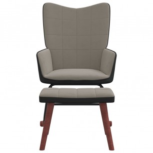 Chaise à bascule avec repose-pied Gris clair Velours et PVC