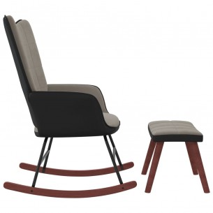 Chaise à bascule avec repose-pied Gris clair Velours et PVC