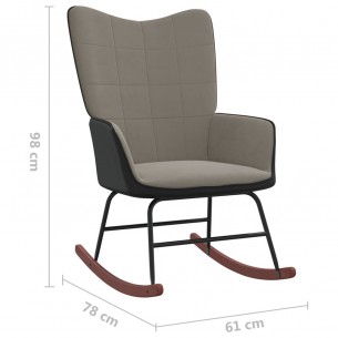 Chaise à bascule avec repose-pied Gris clair Velours et PVC
