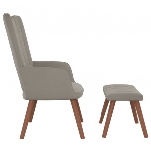 Chaise de relaxation avec repose-pied Gris clair Velours
