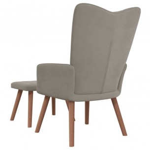 Chaise de relaxation avec repose-pied Gris clair Velours