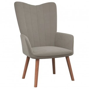 Chaise de relaxation avec repose-pied Gris clair Velours