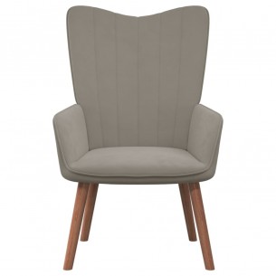 Chaise de relaxation avec repose-pied Gris clair Velours