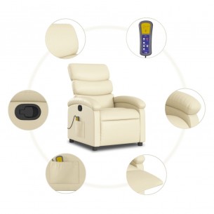 Fauteuil inclinable de massage Crème Similicuir