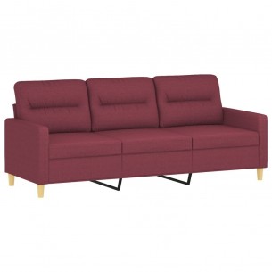 Canapé à 3 places Rouge bordeaux 180 cm Tissu