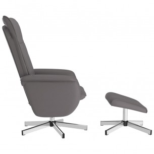 Fauteuil inclinable de massage avec repose-pied gris similicuir