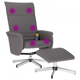 Fauteuil inclinable de massage avec repose-pied gris similicuir