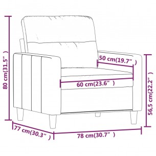 Fauteuil Crème 60 cm Tissu