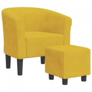Fauteuil cabriolet avec repose-pied jaune velours