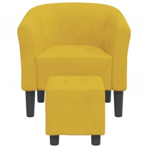 Fauteuil cabriolet avec repose-pied jaune velours