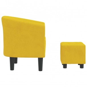 Fauteuil cabriolet avec repose-pied jaune velours