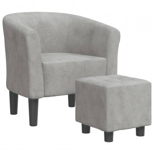Fauteuil cabriolet avec repose-pied gris clair velours