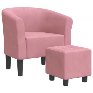 Fauteuil cabriolet avec repose-pied rose velours