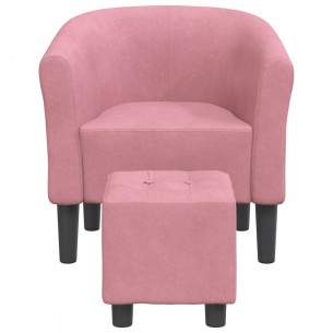 Fauteuil cabriolet avec repose-pied rose velours