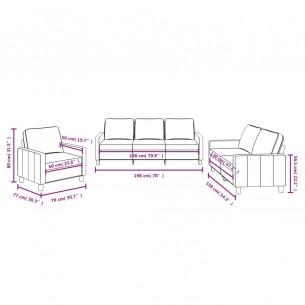 Ensemble de canapés 3 pcs avec coussins Rouge bordeaux Tissu
