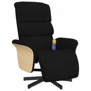 Fauteuil inclinable de massage avec repose-pieds noir tissu