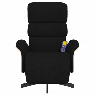 Fauteuil inclinable de massage avec repose-pieds noir tissu