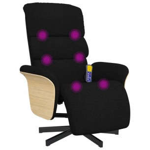 Fauteuil inclinable de massage avec repose-pieds noir tissu