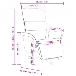 Fauteuil inclinable de massage avec repose-pieds noir tissu