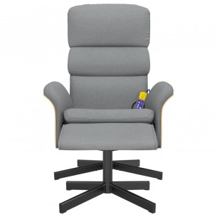 Fauteuil inclinable de massage et repose-pied gris clair tissu