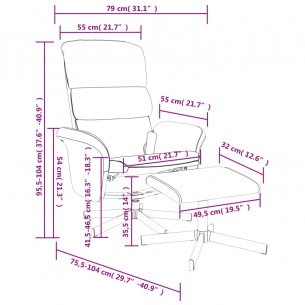 Fauteuil inclinable de massage et repose-pied gris clair tissu