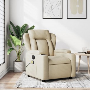 Fauteuil de massage inclinable Crème Tissu