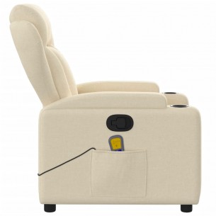 Fauteuil de massage inclinable Crème Tissu
