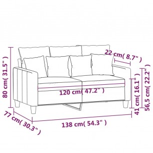 Canapé à 2 places Crème 120 cm Tissu