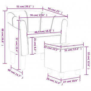 Fauteuil cabriolet avec repose-pied gris foncé tissu
