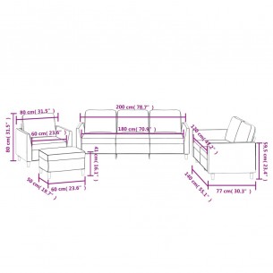 Ensemble de canapés 4 pcs avec coussins Noir Similicuir