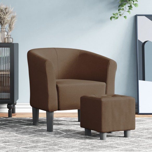Fauteuil cabriolet avec repose-pied marron tissu